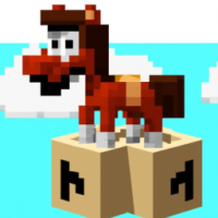 Mario in Minecraft oh a horse 