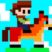 Mario in Minecraft on a horse 